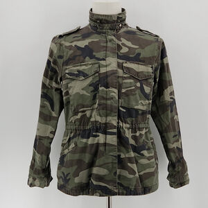 Camo Military Jacket Altar’d State Small Green Cotton Utility Zip Pockets